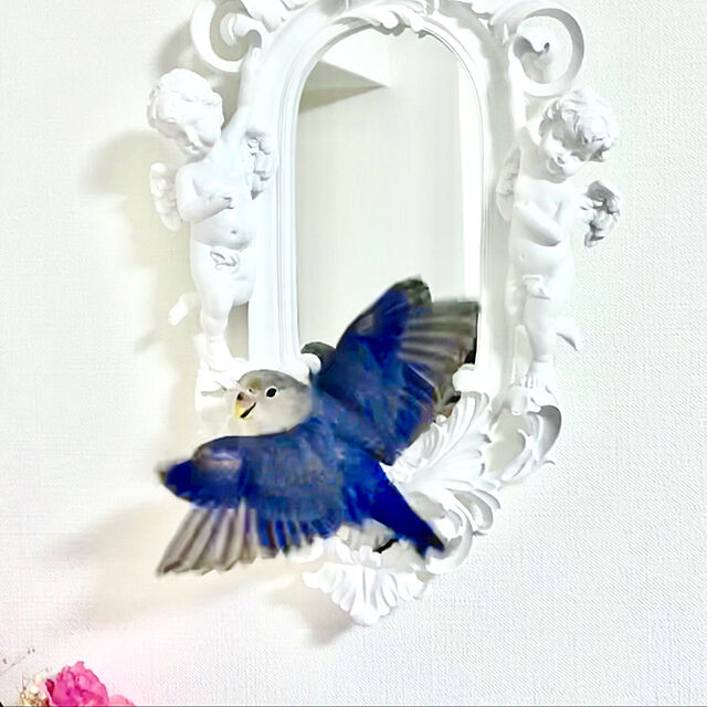 miyuの-天使の鏡 クラシック エンジェル  アンティーク調 壁掛けミラー ホワイトの家具・インテリア写真