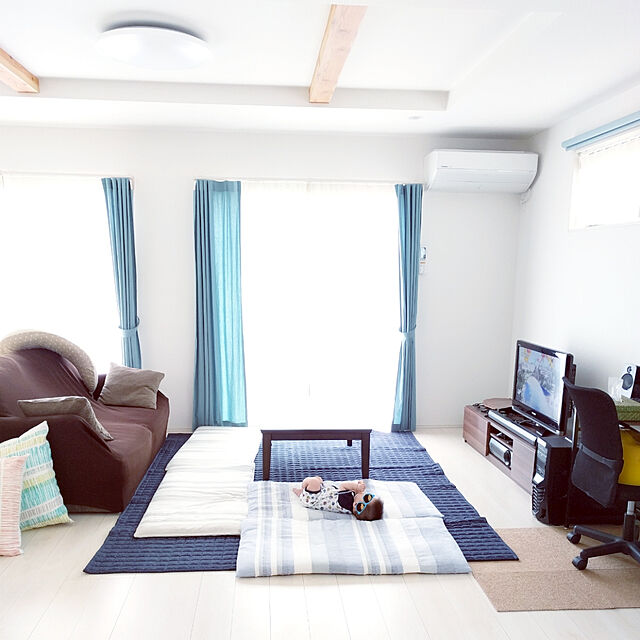 moricoのニトリ-長座布団カバー(N ケララ BL) の家具・インテリア写真