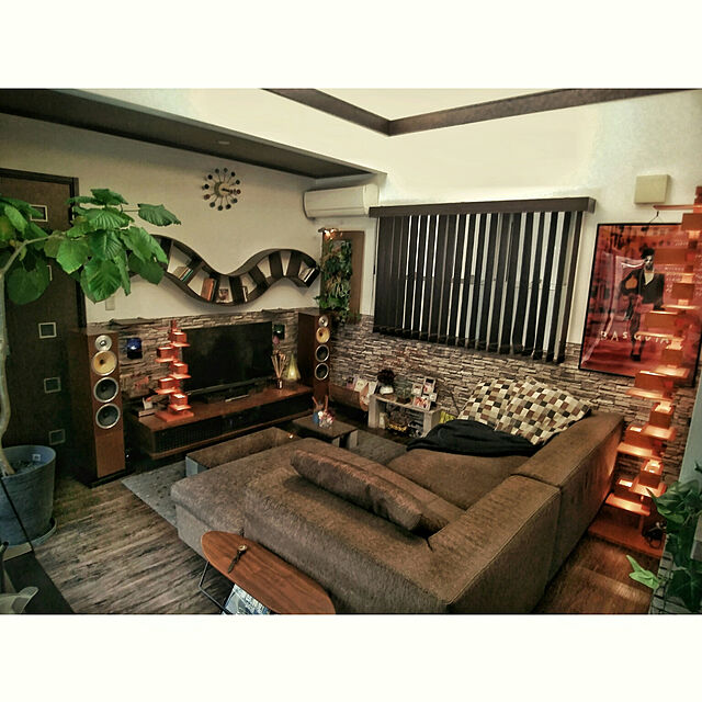 344_diy_furnitureの-PIANTA×STANZA（ピアンタ・スタンツァ）マイギャラリー・Lサイズ500×900mmエボニー（フェイクグリーン/人工植物・縦4段）の家具・インテリア写真
