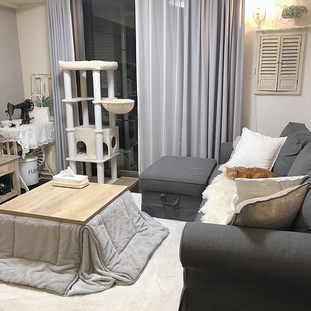 Atelier.mのイケア-IKEA　イケア　LUDDE ルッデ　羊皮　ホワイト　ラグ　リビングルーム　お洒落　輸入　の家具・インテリア写真