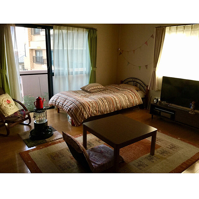 monaka.のニトリ-シングルフラットベッドフレーム(ヘディットJR BK) の家具・インテリア写真