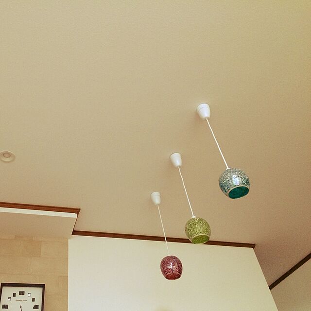 Tomokoのイシグロ-イシグロ ガラス製モザイクペンダントライト 口径E17 LED電球対応 コード調節可能 ミラーガラスタイプ グリーンの家具・インテリア写真