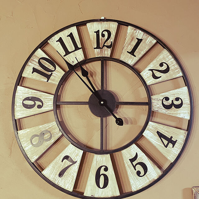 tomomo214の-壁掛け時計 木製 インテリア かわいい BARREL CLOCK 1649 □□ BR6 magnet 時計 壁掛け時計 ウッド アイアン 掛け時計 掛時計 壁掛け アナログ時計 おしゃれ 立体 文字 シンプル 円形 丸型 アンティーク調 （140）の家具・インテリア写真