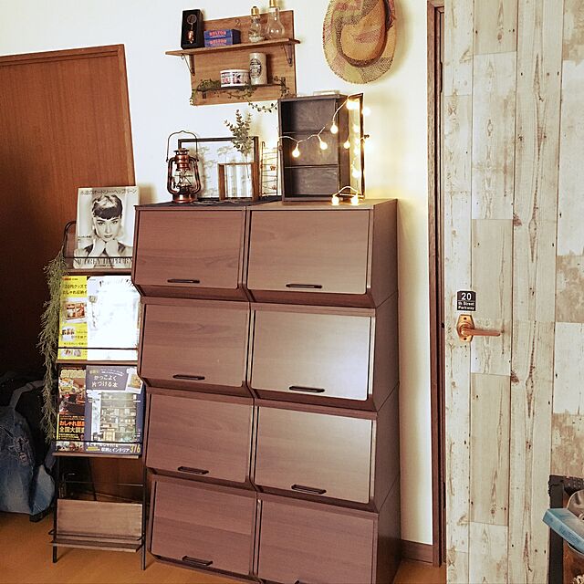 TOPの山善-山善(YAMAZEN) 4個組 おうちすっきり 収納ボックス 木製 オープンボックス ウォルナットの家具・インテリア写真