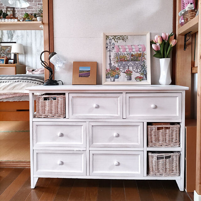 naopyiの-アンティーク チェスト 木製 白 ホワイト サイドボード キャビネット 幅90cm 完成品の家具・インテリア写真