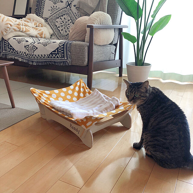 asaの株式会社S-BASE-猫 ハンモック ベット (グレードット（生地） ナチュラル（台座）)の家具・インテリア写真
