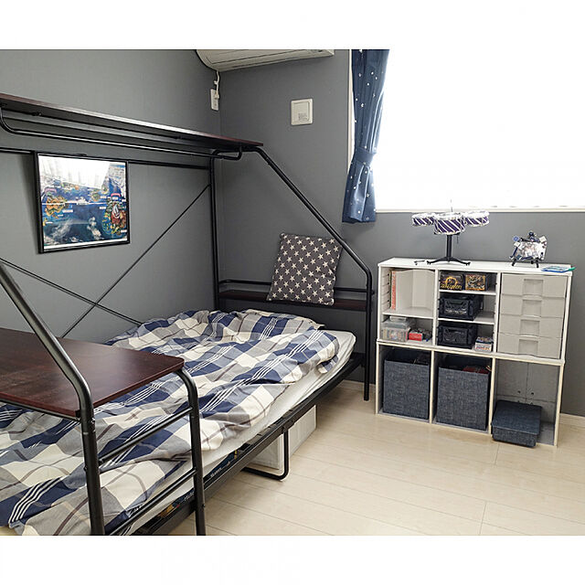 SHIROYAGIのイケア-（期間限定）【IKEA/イケア/通販】 KUSTRUTA クストルータ 掛け布団カバー＆枕カバー(d)(※本体は付属しません。カバーのみの商品です), ブルー チェック(20258490)の家具・インテリア写真