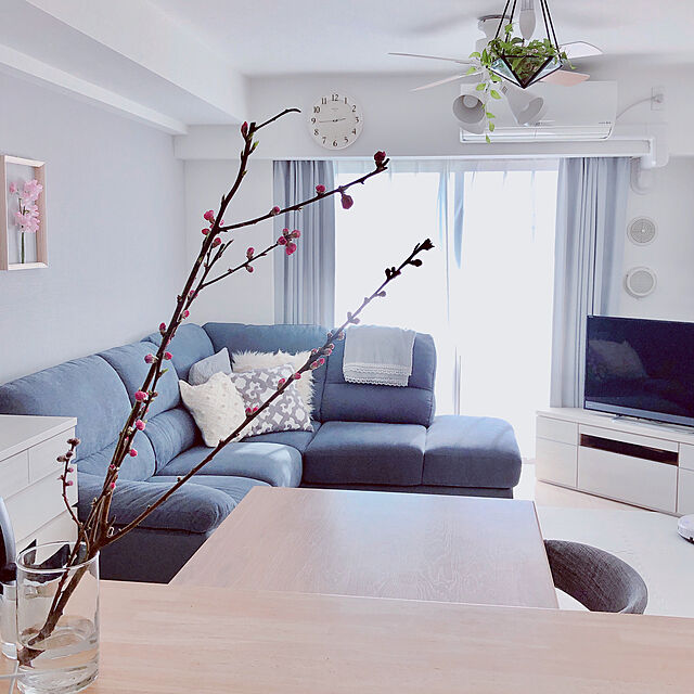 Yumikoのニトリ-布+合成皮革コーナーソファ(ウォール2 GY) の家具・インテリア写真