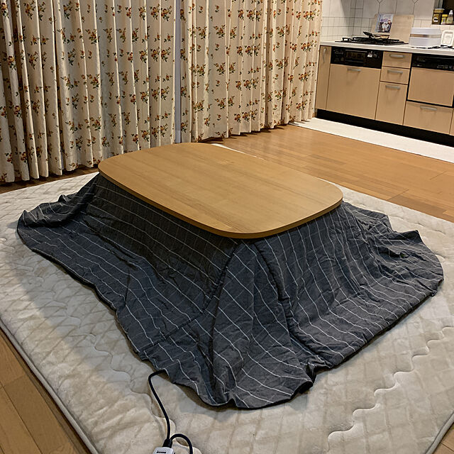 hisashiの無印良品-四隅の広がらないこたつふとん・フランネル・長方形／ブラウンチェックの家具・インテリア写真