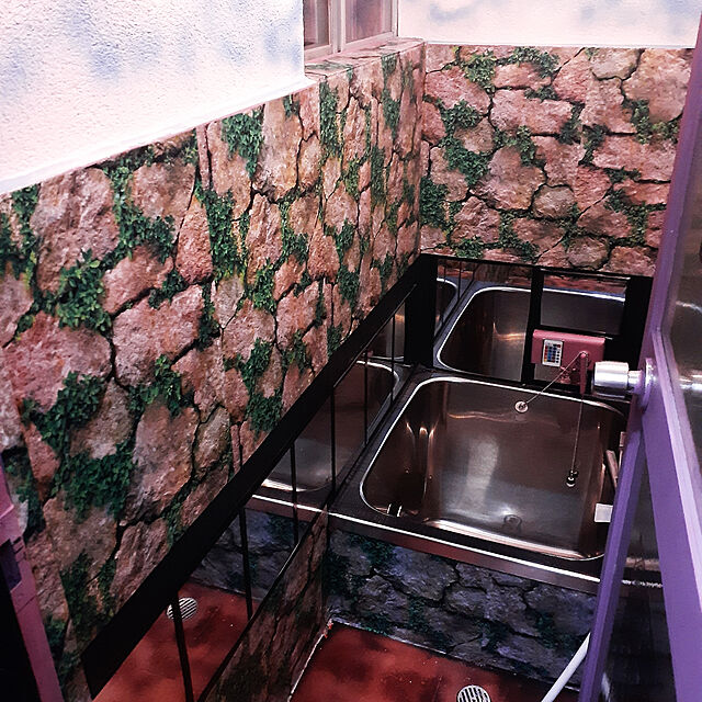 kiraのtomtask-tomtask 3d 立体 壁紙 リメイクシート 壁紙シール 45cm×10m 説明書付 風景 面白い 防水 シールタイプ (緑 グリーン リーフ)の家具・インテリア写真