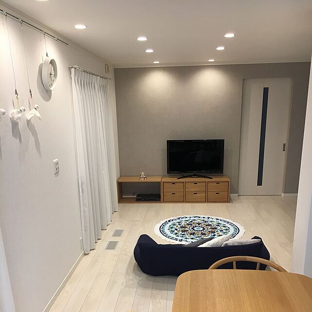 kikeikoのニトリ-肘付きストレッチソファカバー(Nクール q-o NV 2人掛け用) の家具・インテリア写真