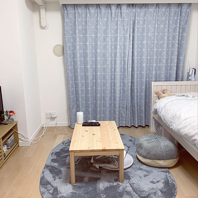yuzuのニトリ-裏地付き遮光2級・遮熱カーテン(クロス グレー 100X178X2) の家具・インテリア写真