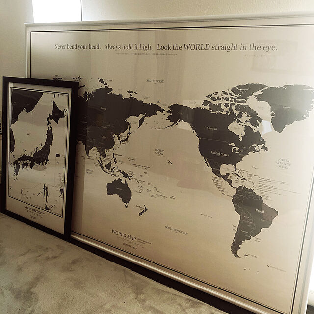 mi.shu.ayu.の-【48h限定5倍】おしゃれ な 英語 の 世界地図 A1 インテリア ポスター English グレー ブラック 北欧風 白地図 こども ミニマルマップの家具・インテリア写真