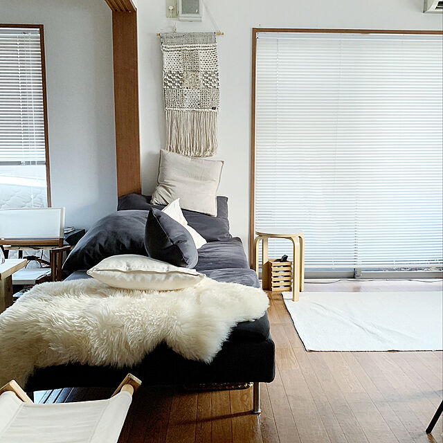 Mikiの無印良品-インド綿手織ラグ／生成 生成の家具・インテリア写真