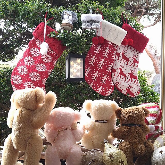 mini56のTo Li Bai-新しいクリスマスの飾りは、クリスマスの靴下ウールの靴下は、赤と白のヘラジカのギフトバッグ子供のギフトバッグニット (Size : Snow socks)の家具・インテリア写真
