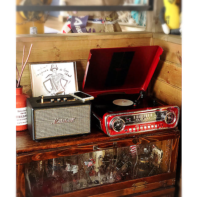 パステルオリーブ レコードプレーヤー MUSTANG LP 1965年製フォード