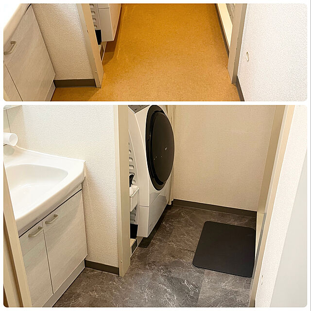 mimitanのHarmn home-クッション フロア タイル 置くだけ 配送込み リメイク 10枚入り トイレ 浴室 玄関 防水 フローリングシート はがせる diy 床材 (大理石柄 ダークグレー 型番号83)の家具・インテリア写真