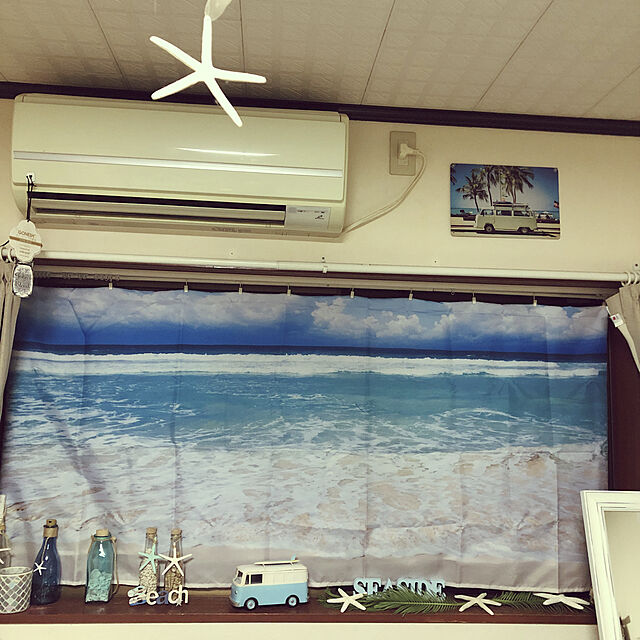 Mayumiのbackdropshop-LB 自然風景タペストリー 青い空と海 ビーチ インテリア 多機能壁掛け ファブリック装飾用品 おしゃれ モダンなアート 模様替え 部屋 窓カーテン 個性ギフト 新居祝い150ｘ100cmの家具・インテリア写真