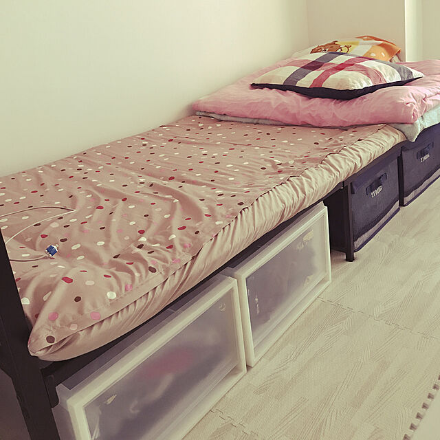 yuuuuuu6868のニトリ-棚・コンセント付きシングルパイプベッド(バジーナCV WH) の家具・インテリア写真