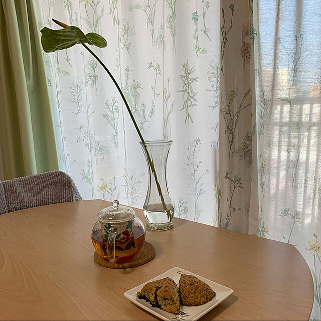 mimimiのニトリ-（1枚入り）遮光2級・遮熱・花粉キャッチカーテン(キャッチCボタニカ 100X110X1) の家具・インテリア写真