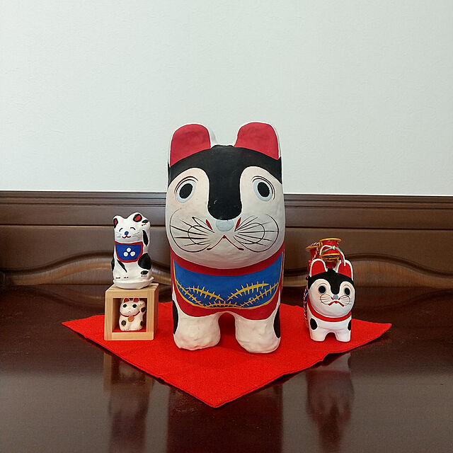 Rの-めでたや　福ます　招き猫　正月飾り　和紙　コンパクトに飾れる縁起物　開運・商売繁盛　プチギフトにも　Fukumasu Lucky catの家具・インテリア写真
