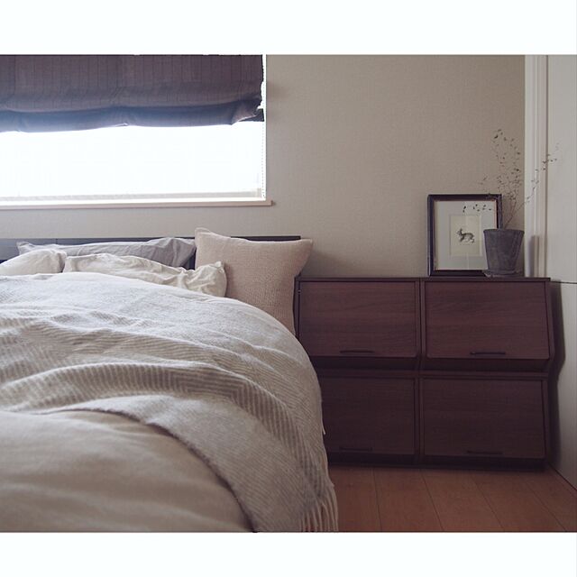 emimekkoの無印良品-オーガニックコットンテープ編クッションカバー／ベージュの家具・インテリア写真