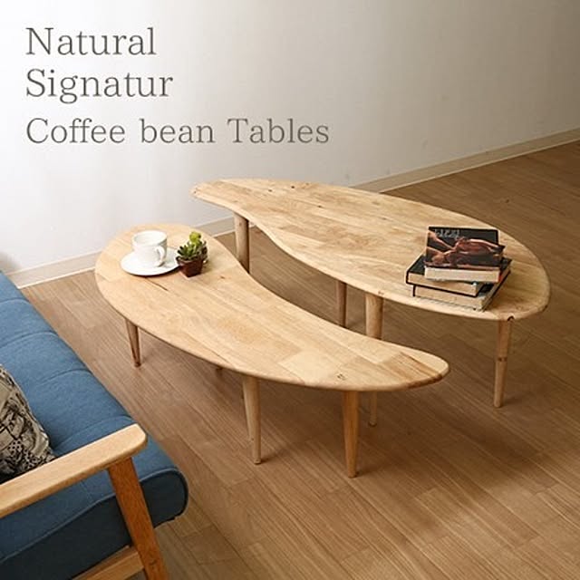 Natural Signature センターテーブル COFFEE 豆型 テーブル 3色 ミニ机 ...