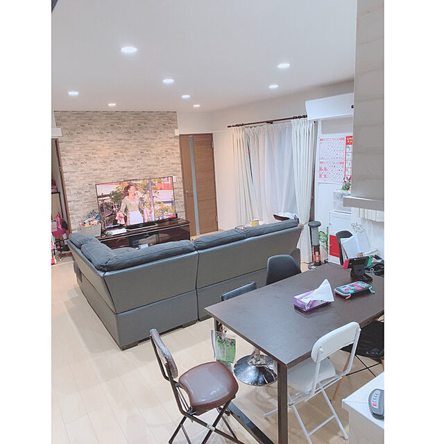 sayuri666のニトリ-天然木センターテーブル(アケビ2 135 DBR2) の家具・インテリア写真