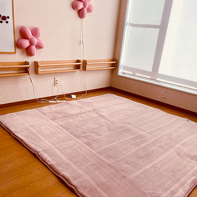 flower8823の萩原-メレンゲタッチの洗える低反発ラグ 撥水機能付き 185×185 ピンクの家具・インテリア写真