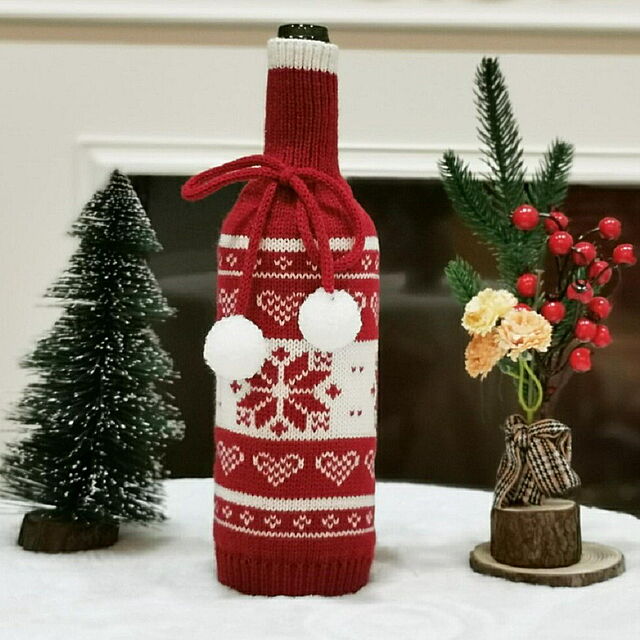 aiojapanの-【在庫限り】雑貨 ワインボトルカバー 雪の結晶 ニット ボトルカバー クリスマスデコレーション クリスマスパーティー かわいい デザイン サンタクロース スノーマン ワインの家具・インテリア写真