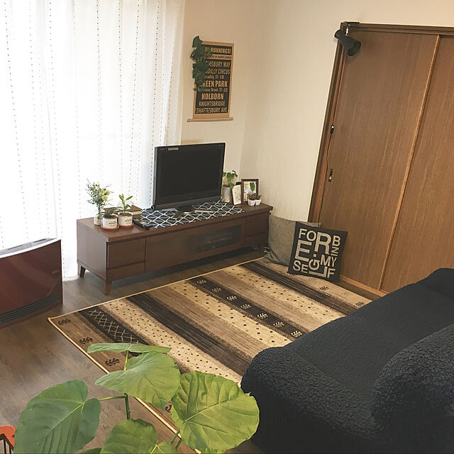yu-ka-naのニトリ-布張り3人用ソファ(Nキャッツ ターコイズブルー) の家具・インテリア写真