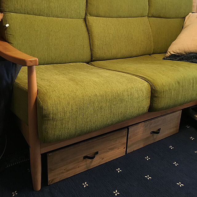yoko_petitbonheurのニトリ-2人用布張りソファ(モア MBR) の家具・インテリア写真