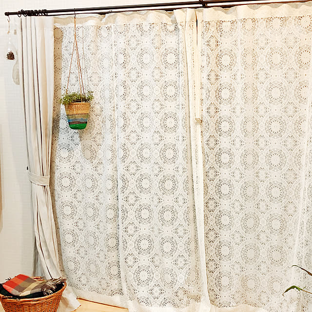 kanakoの-レースカーテン おしゃれ 洗濯可能 オーダー 丈50cm-285cm 幅30cm-300cm フック付 ベージュ ～メーベル ～の家具・インテリア写真