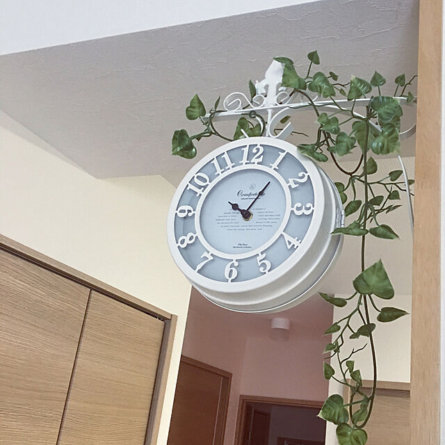 yukeee.003の-掛け時計 おしゃれ アンティーク風 雑貨 両面時計 Both Side Clock ホワイト アンティーク壁掛け時計 巾30×奥行8.5×高さ35cmの家具・インテリア写真