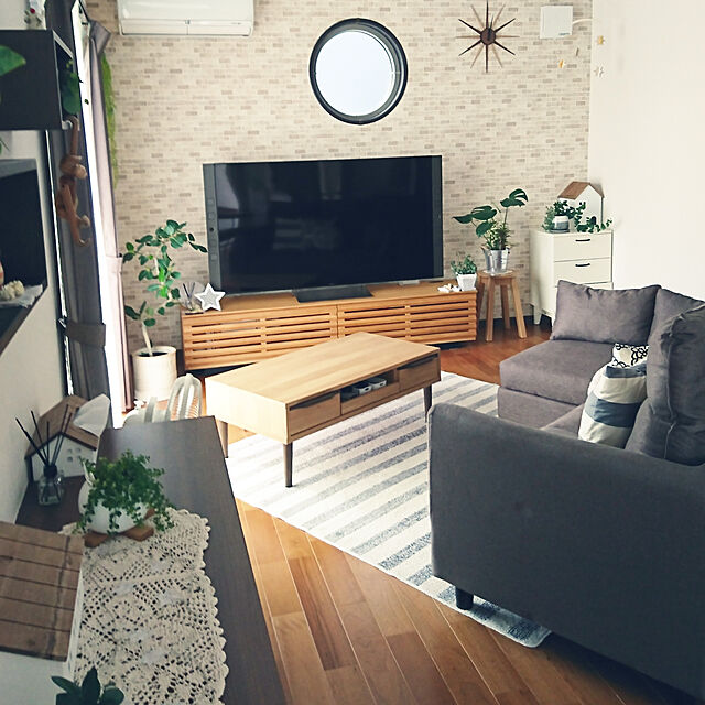 Miyakoのニトリ-布+合成皮革コーナーソファ(ウォール2 BE) の家具・インテリア写真