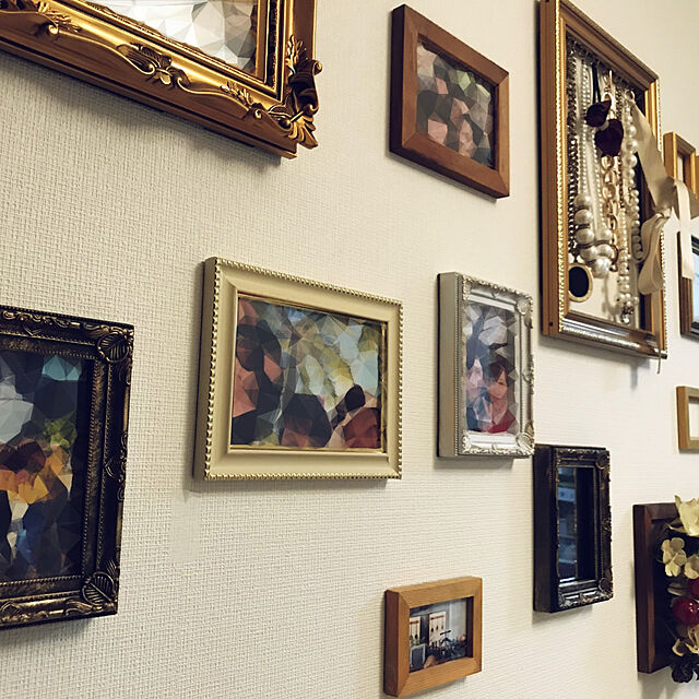 over5mの-フォトフレーム アンティーク ゴールド色（サービスサイズ用）壁掛け 縦横両用 写真立て インテリア 雑貨 インテリア 絵画の家具・インテリア写真