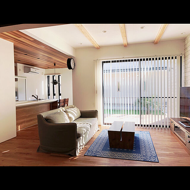 u8nの東谷-マガジンラックテーブル W100×D55×H36 ナチュラルの家具・インテリア写真