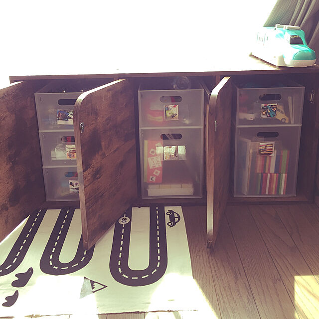 yucchanのニトリ-カラーボックス Nカラボ 3段扉付き(ミドルブラウン) の家具・インテリア写真