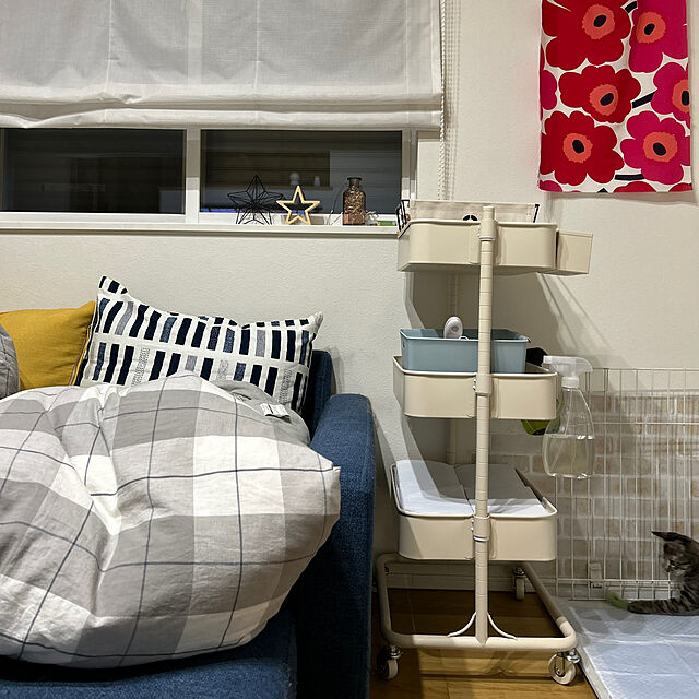 kii-.-homeのニトリ-【ネット限定色】高さ調節ができるスチールワゴン トロリ(グレイッシュローズ) の家具・インテリア写真