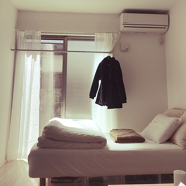 mujipeakの無印良品-綿帆布プリーツカーテン／オフ白の家具・インテリア写真
