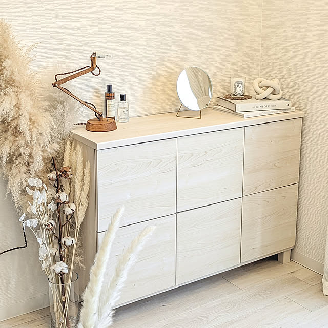 写真付きレビュー リビング 収納 棚 チェスト キャビネット サイドボード おしゃれ リビング収納 カウンター下収納 木製 白家具 薄型 収納棚 奥行32 ディスプレイラック ラック 収納ボックス リビングボード ナチュラル 国産 福袋の通販商品 口コミ情報 Roomclip