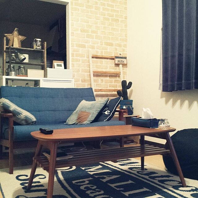 MINIの-布張りレトロモダンソファ 二人掛け　2シーター ファブリックソファ　布張り　木製フレーム　ミッドセンチュリー北欧カフェ[d]の家具・インテリア写真