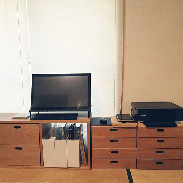 Hiromiの無印良品-【無印良品 公式】 ポリプロピレン持ち手付きファイルボックス・スタンダードタイプの家具・インテリア写真