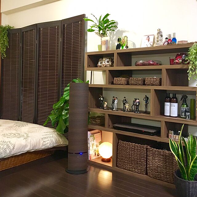 ikkaのぼん家具-ぼん家具 パーテーション 間仕切り 3連 高さ172.3cm 衝立 和風 木製 ブラインド機能付き 目隠し スクリーン ダークブラウンの家具・インテリア写真