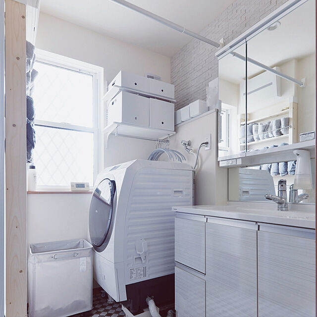ikuzakの-LT2P-CW-A 南海プライウッド NANKAI ランドリー可動棚 洗濯機上部収納 棚柱：ホワイト 送料無料の家具・インテリア写真