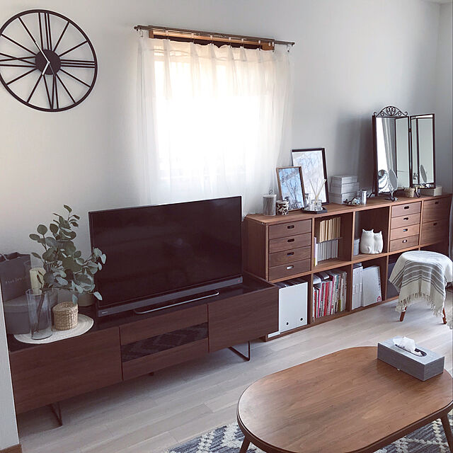 inahoの無印良品-スタッキングシェルフセット・５段×２列・ウォールナット材の家具・インテリア写真