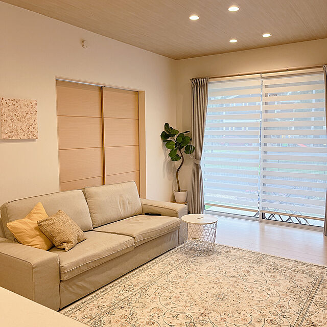 apricotのニトリ-フロアクッションカバー・座布団カバー(TC ツムギ YE) の家具・インテリア写真
