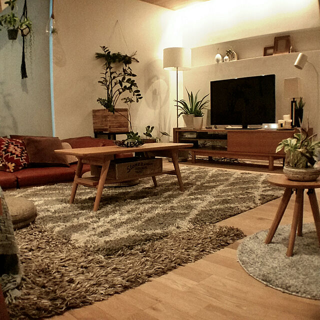 chieのニトリ-棚付き天然木センターテーブル(セーブル2 LBR) の家具・インテリア写真