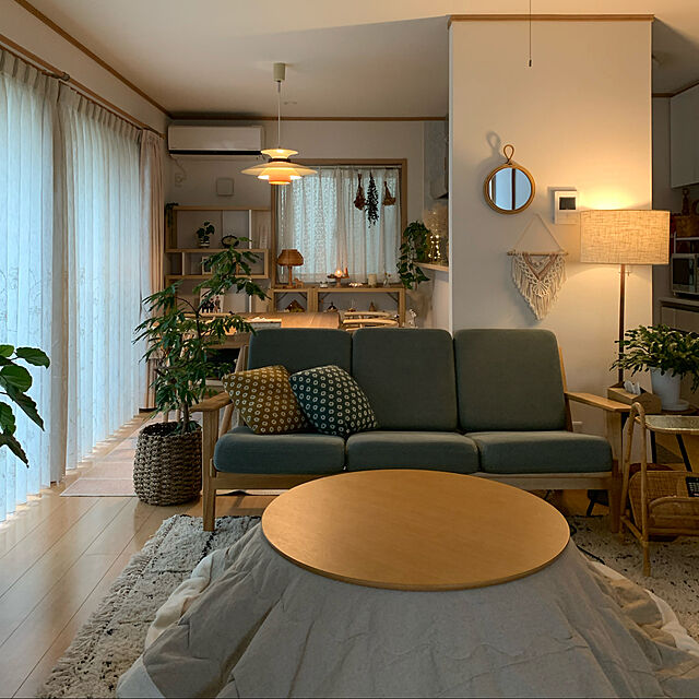 kekokekoの-鏡　壁掛け　おしゃれ　丸　木製 ハンドメイド インテリア　ラタン家具の家具・インテリア写真