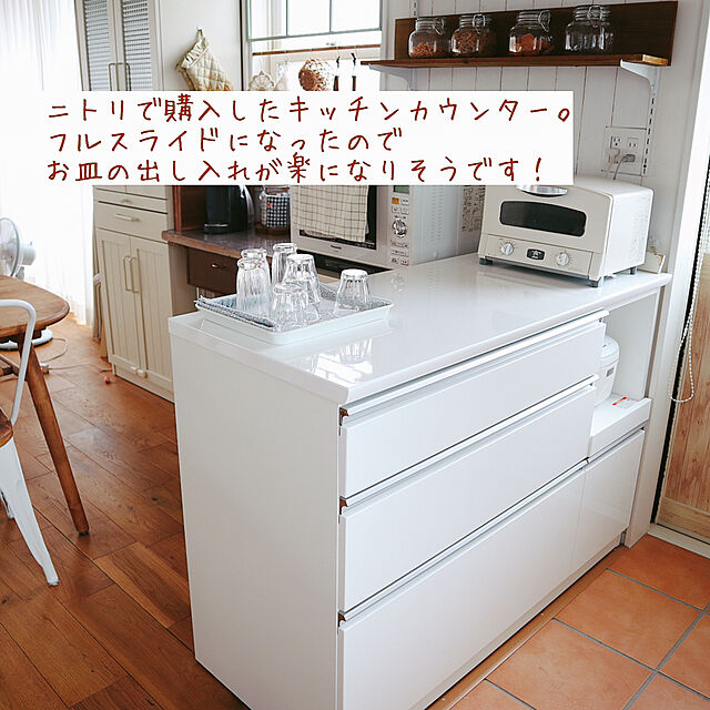 usagi_homeのニトリ-キッチンカウンター(レジューム 120SH-R WH) の家具・インテリア写真
